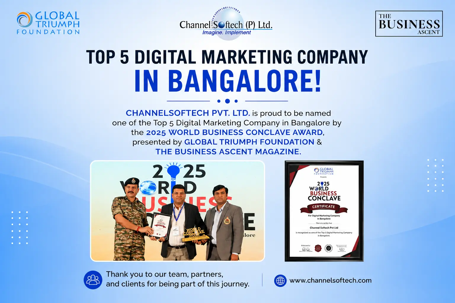 Awarded as Top 5 Digital Marketing Company in Bangalore